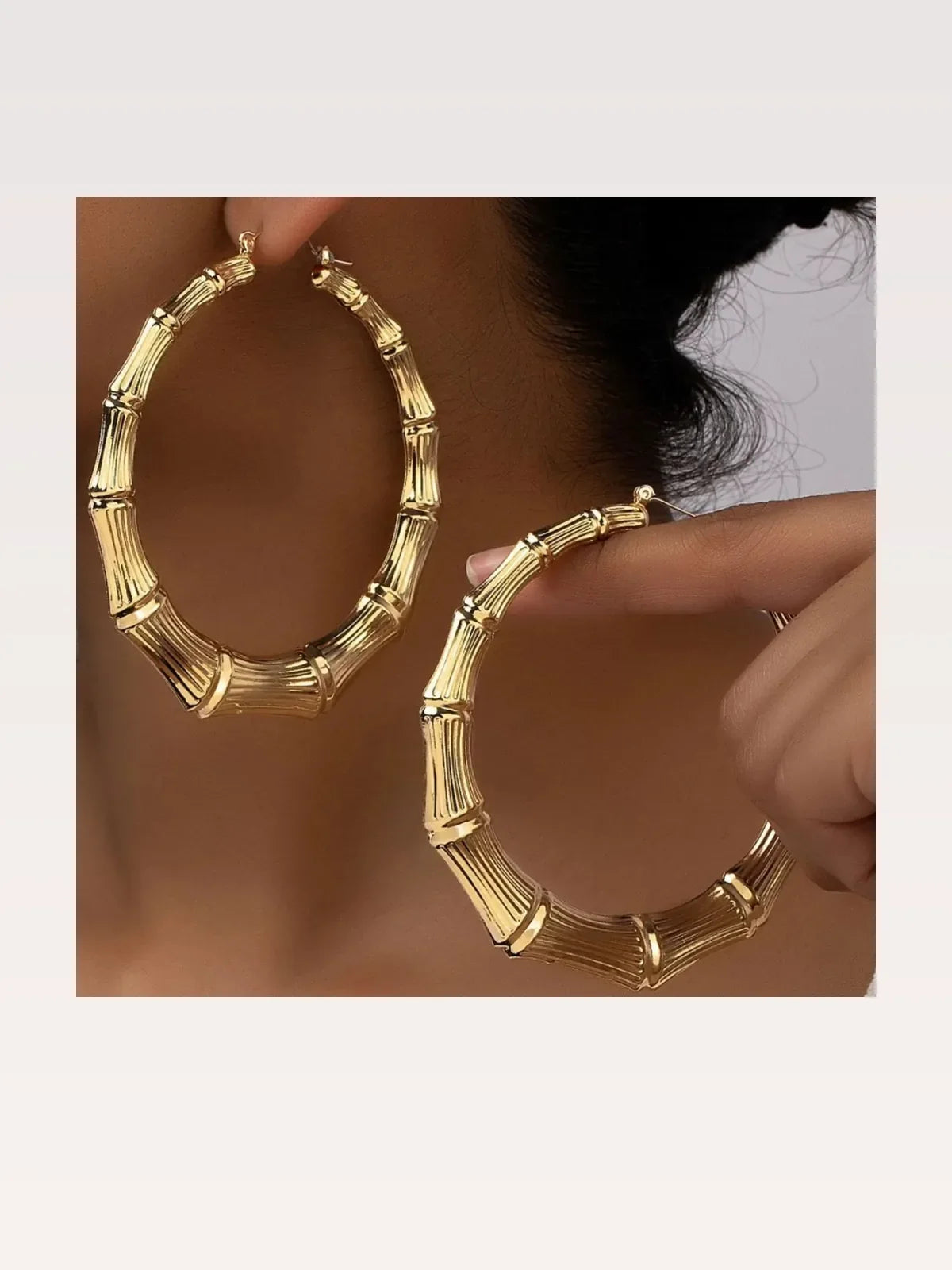 Stainless Steel Textured Hoop Earrings