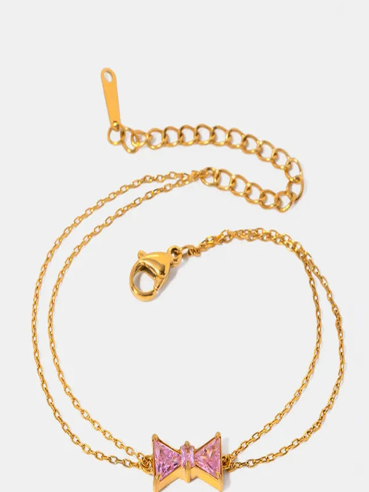 Stainless Steel Zircon Bow Bracelet
