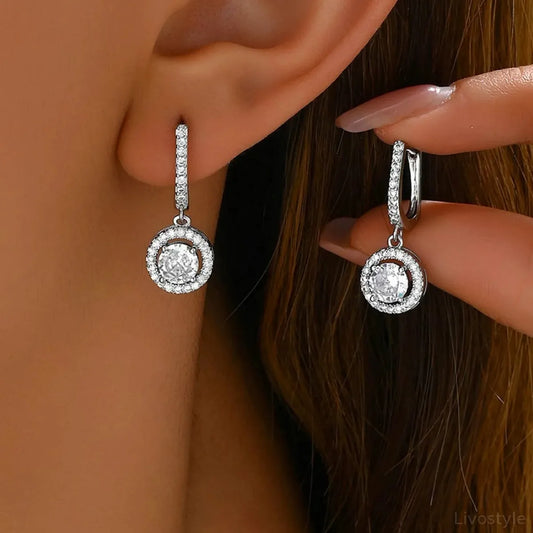 Stainless Steel Zircon Drop Earrings