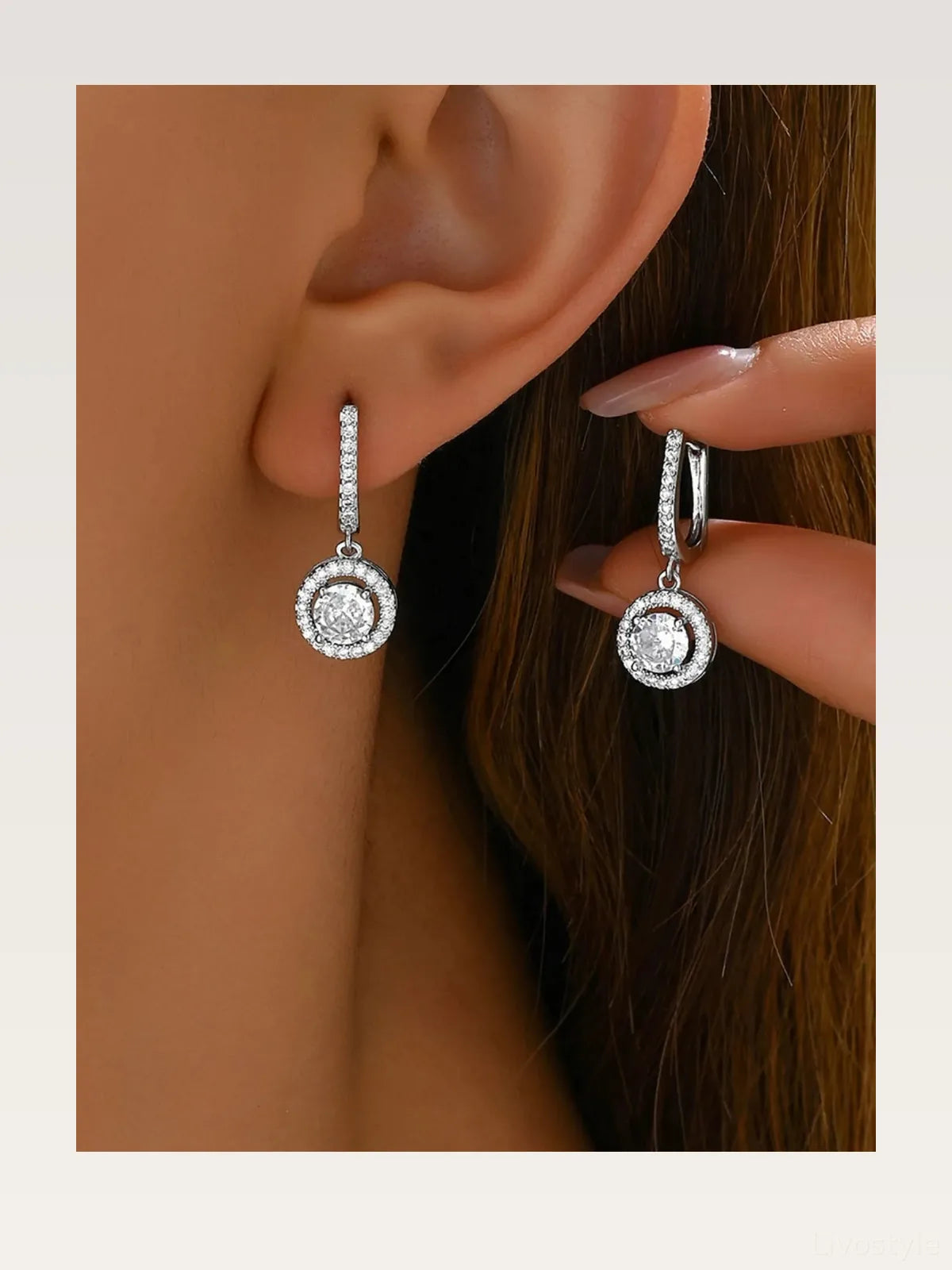 Stainless Steel Zircon Drop Earrings