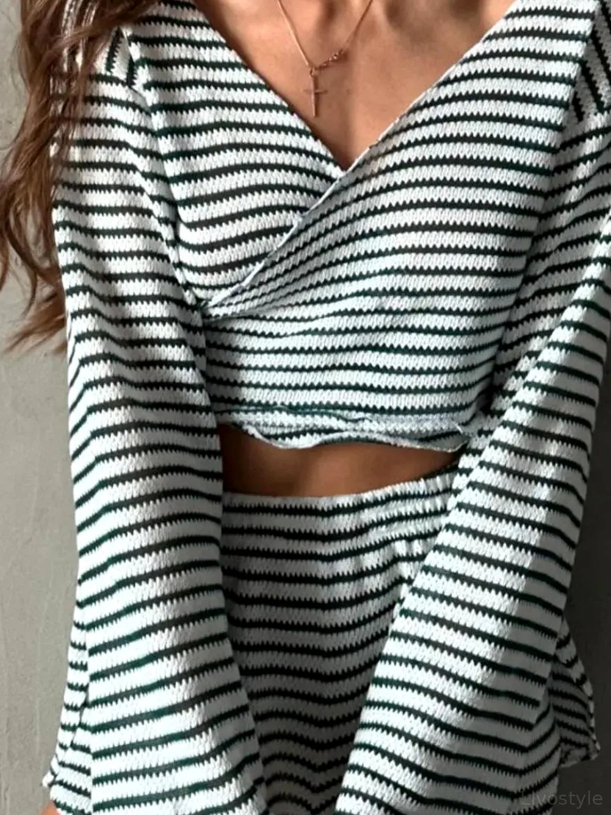Striped Long Sleeve Top and Shorts Set