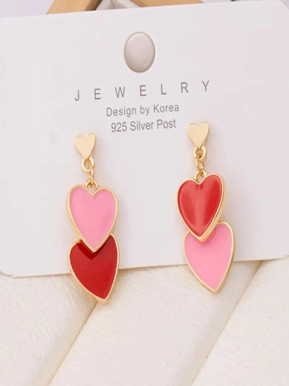 Sweet Doubl Heart Drop Earrings
