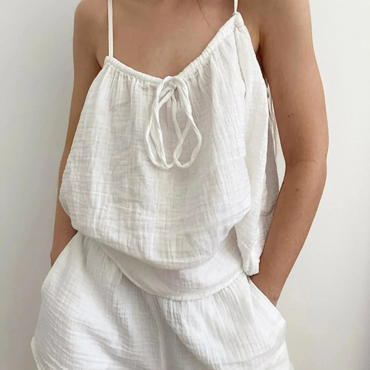 Tie Front Cami and Shorts Lounge Set