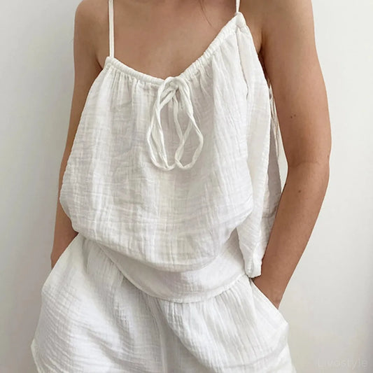 Tie Front Cami and Shorts Lounge Set
