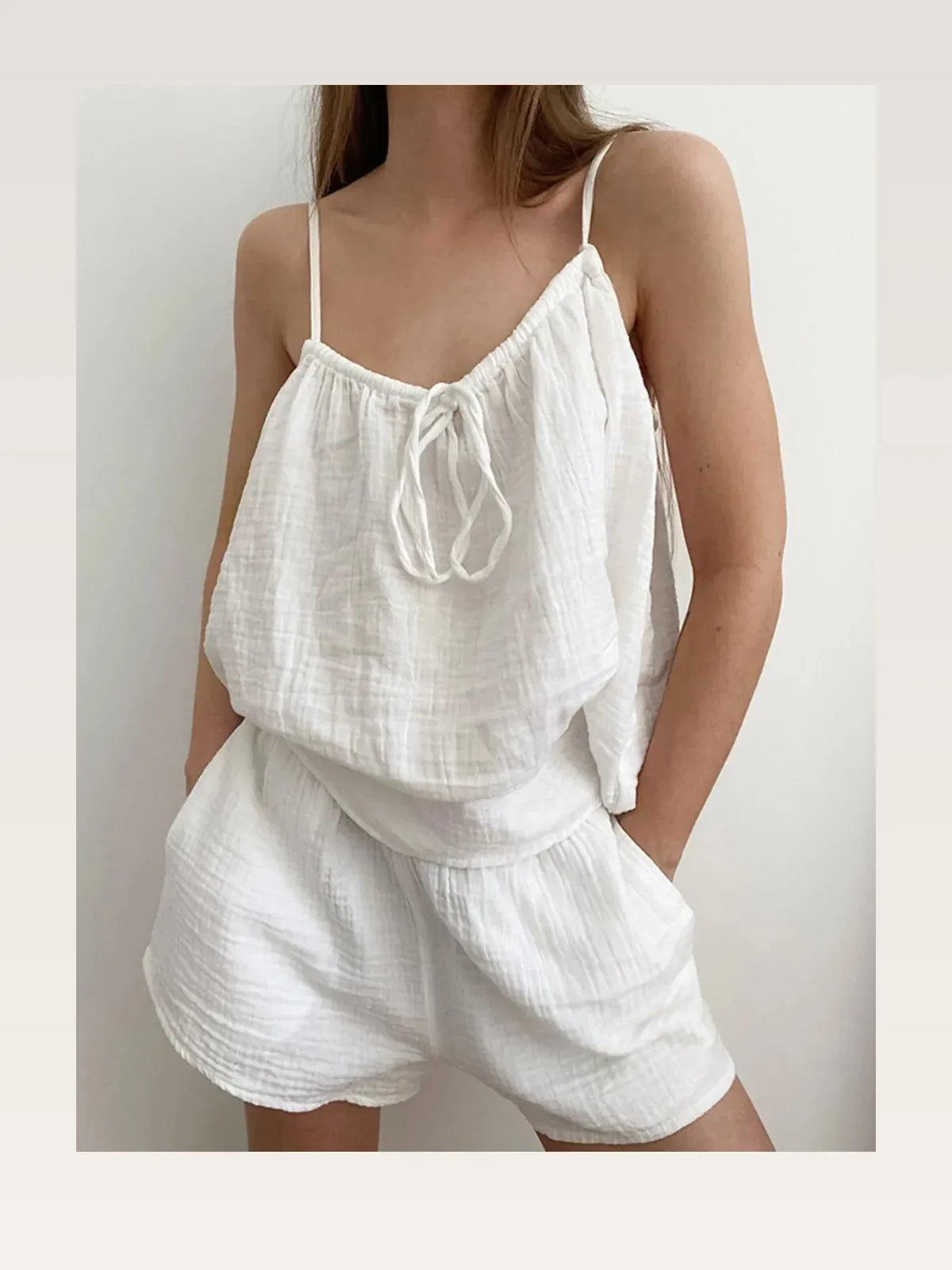 Tie Front Cami and Shorts Lounge Set
