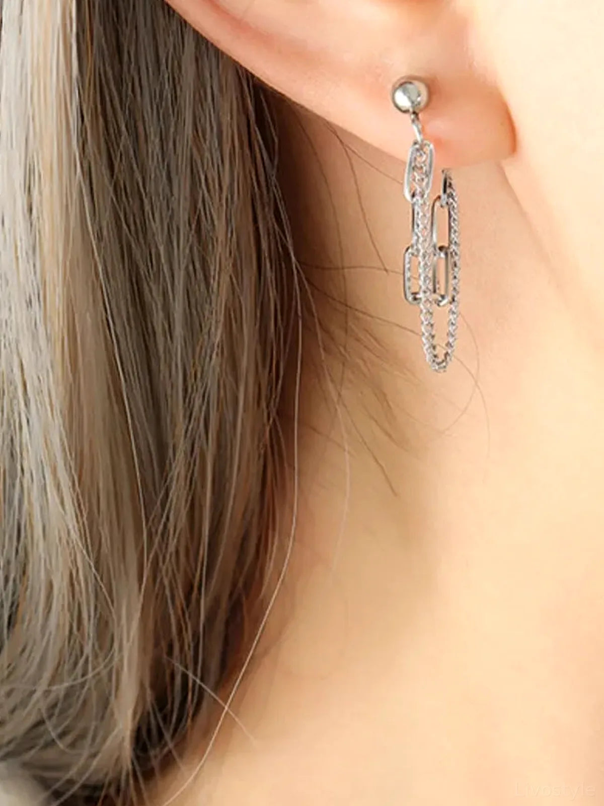 Titanium Steel Double Chain Earrings