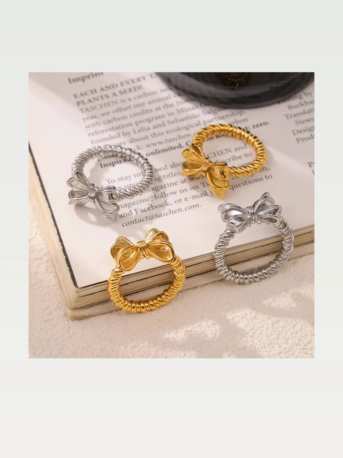 Twisted Titanium Steel Bow Ring